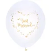 Image de SANTEX - 8 Just Married latex ballonnen wit en goud 23 cm plantaardig hart