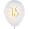 Image de Santex verjaardag leeftijd ballonnen 18 jaar - 8x stuks - wit/goud - 23 cm - Feestartikelen