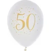 Image de Santex verjaardag leeftijd ballonnen 50 jaar - 8x stuks - wit/goud - 23 cm - Abraham/Sarah