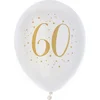 Image de Santex verjaardag leeftijd ballonnen 60 jaar - 8x stuks - wit/goud - 23 cm - Feestartikelen