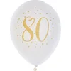 Image de Santex verjaardag leeftijd ballonnen 80 jaar - 8x stuks - wit/goud - 23 cm - Feestartikelen