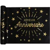Image de SANTEX - Non-woven Tafelloper Verjaardag Zwart Goud 5 m x 30 cm Chique Decoratie