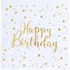Image de Santex Verjaardag feest servetten happy birthday - 20x - wit - 24 x 24 cm