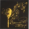 Image de Santex muziek thema feest servetten - 20x stuks - 25 x 25 cm - papier - zwart/goud