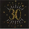 Image de Santex Verjaardag feest servetten leeftijd - 10x - 30 jaar - goud - 33 x 33 cm