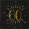 Image de Santex Verjaardag feest servetten - leeftijd 60 jaar - 10x stuks - zwart/goud - 33 x 33 cm