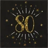 Image de Santex Verjaardag feest servetten leeftijd - 10x7 - 80 jaar - goud - 33 x 33 cm