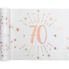 Image de Santex Tafelloper op rol - 70 jaar verjaardag - non woven polyester - wit/rose goud - 30 x 500 cm