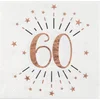 Image de Santex Verjaardag feest servetten leeftijd - 10x - 60 jaar - rose goud - 33 x 33 cm