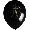 Image de Santex verjaardag leeftijd ballonnen 18 jaar - 8x stuks - zwart/goud - 23 cm - Feestartikelen