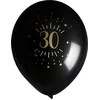 Image de Santex verjaardag leeftijd ballonnen 30 jaar - 8x stuks - zwart/goud - 23 cm - Feestartikelen