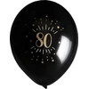 Image de Santex verjaardag leeftijd ballonnen 80 jaar - 8x stuks - zwart/goud - 23 cm - Feestartikelen