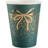 Image de SANTEX - 10 groene en gouden kerstkartonnen bekers 27 cl feestelijk design