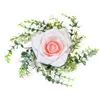 Image de HOBI - Roze tafelstuk met roze bladeren 18 cm landelijk huwelijk