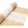Image de Chaks Jute tafelloper - met wit kant - 60 x 300 cm - extra breed - Tafeldecoratie versieringen