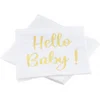 Image de Chaks Baby kraamfeest/geboorte servetten - Hello Baby! - 20x - wit/goud - babyshower - 33 cm