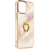 Image de Avizar Hoesje Geschikt voor iPhone 12 / 12 Pro Bi-materiaal met Ringhouder Marmer Design, Champagneroze