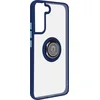 Image de Avizar Hoesje Geschikt voor Galaxy S22 Plus met Metalen Ringhouder Standfunctie, Blauw