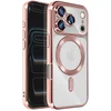 Image de Avizar MagSafe Compatibele Hoes Geschikt voor Apple iPhone 17 Pro Max met Chromen Rand, Roze