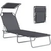 Image de Outsunny-ligstoel - Metaal - 187x58x36cm - Grijs