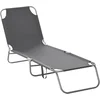 Image de Outsunny-ligstoel - Metaal - 187x55x24cm - Grijs
