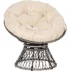 Image de Outsunny Rotan Draaistoel - Geweven Hars - 97x87x90cm - Crème