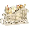 Image de HOMCOM - Kerst Adventskalender - 45x10x31cm - Multiplex Paneel - Natuurlijk Hout