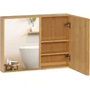 Image de kleankin - Spiegelkast - Bamboe, Glas - 65,2L x 14B x 50H cm - Bruin