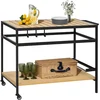 Image de Outsunny serveerwagen voor buiten - Metaal - 107x65x80cm - Natuurlijk hout