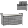 Image de Outsunny-Rotan opbergbank-Gevlochten hars-125x55x70cm-Wit