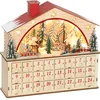 Image de HOMCOM Houten Adventskalender met Verlichting, Vulbare Adventskalender met 24 Lades, Herbruikbare Kerstdecoratie met Dorpsscène, Werkt op Batterijen, 36 x 10 x 34 cm, Naturel