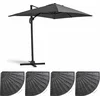 Image de Oviala - Zwevende parasol 2x3 m 4 verzwaarde aluminium platen antracietgrijs - Amalya