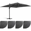 Image de Oviala - Zweefparasol 3x4m Antraciet Kantelbaar Draaibaar + 4 Tegels - Caserta