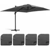 Image de Oviala - Zweefparasol 4x3m 360° kantelb. + 4 vulbare tegels, grijs - Caserta