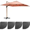 Image de Oviala - Parasol van 3x3m en 4 verzwaarde tegels met houtkleurige klei-effect - Brescia