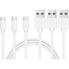 Image de 3x USB C naar USB A Nylon Gevlochten Kabel Zilver Wit - 1 meter - Oplaadkabel voor Google Pixel 6 / Google Pixel 6 Pro