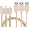 Image de 3x USB C naar USB A Nylon Gevlochten Kabel Goud - 1 meter - Oplaadkabel voor Google Pixel 6 / Google Pixel 6 Pro