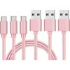Image de 3x USB C naar USB A Nylon Gevlochten Kabel Roze - 1 meter - Oplaadkabel voor Google Pixel 10 / 10 Pro / 10 Pro XL / 9 / 9 Pro / 9 Pro Fold / 9 Pro XL / 9A / 8 / 8 Pro / 7 / 7 Pro / 7A