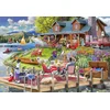 Image de Bluebird Puzzle legpuzzel Lake View Cabin Mountain Time 1000 stukjes.