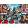 Image de Bluebird Puzzle kerst puzzel Christmas Town Square Shopping 1000 stukjes.
