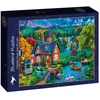 Image de Bluebird Puzzle legpuzzel kleurrijk huis aan het meer - 1000 stukjes.