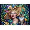 Image de Bluebird Puzzle kunst puzzel vrouw en kat 1000 stukjes karton.