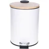 Image de Tendance Badkamer prullenbak/afvalbak Bamboo vibe - soft close - wit - 3 liter - metaal