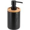 Image de Tendance Zeeppompje 102 series - zwart - bamboe rand - PS - D7,5 x H17 cm - vrijstaand - zeepdispenser - 230 ml