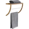 Image de Tendance Handdoekenrek wand - 2 stangen - bamboe hout/wit - 45 x 20 x 34 cm