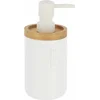Image de Tendance Zeeppompje 102 series - wit - bamboe rand - PS - D7,5 x H17 cm - vrijstaand - zeepdispenser - 230 ml