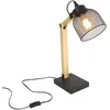 Image de Home deco factory bureaulamp - H38 cm - zwart - metaal en hout - tafellamp