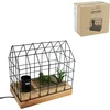 Image de Tafellamp huis hout en metaal EU stekker 25 cm