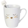 Image de Koffiemok met lepel Catwoman - Katten/Poezen liefhebbers - Keramiek - wit - 350 ml - 8 x 11 cm - Cadeau