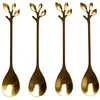 Image de Home Deco Factory Theelepels - 4x stuks - goud - met blad - H11 cm - bestek